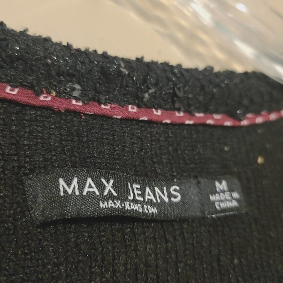 Max Jeans | Women's Black Sequin Full Zipper Shacket (Size Medium) - Picture 2 of 11